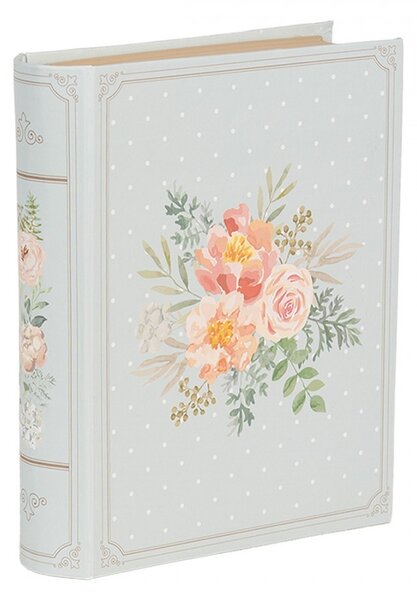 Modrý úložný box s kvetmi v tvare knihy Book Van - 17*14*5 cm - Clayre & Eef