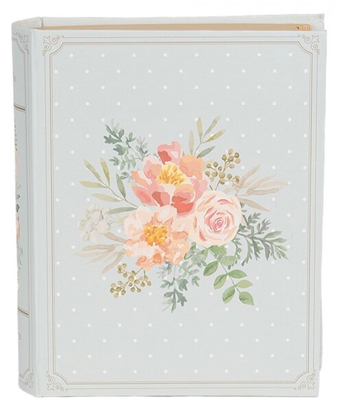 Modrý úložný box s kvetmi v tvare knihy Book Van - 17*14*5 cm - Clayre & Eef