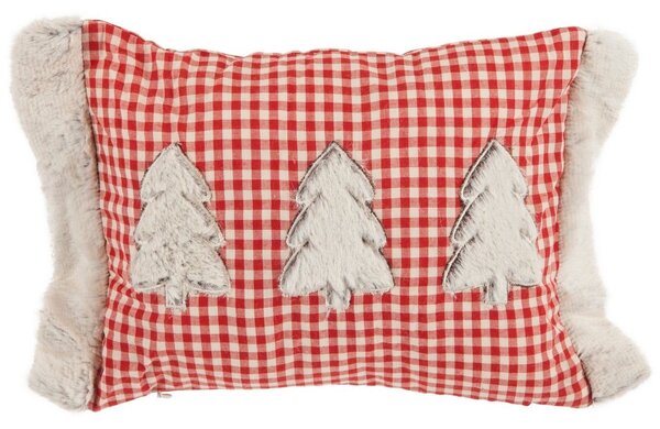 Biela chlpatá obliečka na vankúš so stromčekmi Let it Snow - 35*50 cm - Mars & More
