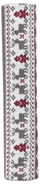 Šedo-červený vianočný behúň / látka na stôl s jeleňmi - 30*300 cm - Mars & More
