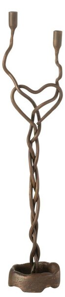 Bronzový antik kovový svietnik na úzke sviečky Noir - 9*8*48 cm - J-Line by Jolipa