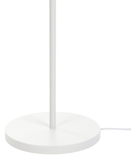 Stojaca lampa krémová biela polyesterové terylénové tienidlo biely kovový podstavec 154 cm spálňa obývacia izba retro klasický štýl