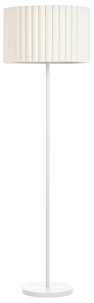 Stojaca lampa krémová biela polyesterové terylénové tienidlo biely kovový podstavec 154 cm spálňa obývacia izba retro klasický štýl