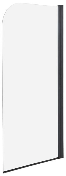 Sprchová zástena na vaňu čierna priehľadná tvrdené sklo hliník 140 x 70 cm nastaviteľná minimalistický dizajn kúpeľňa
