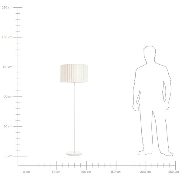 Stojaca lampa krémová biela polyesterové terylénové tienidlo biely kovový podstavec 154 cm spálňa obývacia izba retro klasický štýl