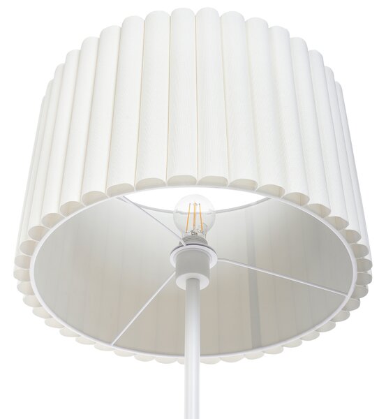 Stojaca lampa krémová biela polyesterové terylénové tienidlo biely kovový podstavec 154 cm spálňa obývacia izba retro klasický štýl