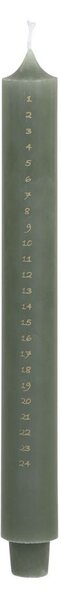 Zelená adventná sviečka s číslami 1-24 Advent Candle - Ø 3*29cm / 20h - Chic Antique