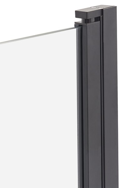 Sprchová zástena na vaňu čierna priehľadná tvrdené sklo hliník 140 x 70 cm nastaviteľná minimalistický dizajn kúpeľňa