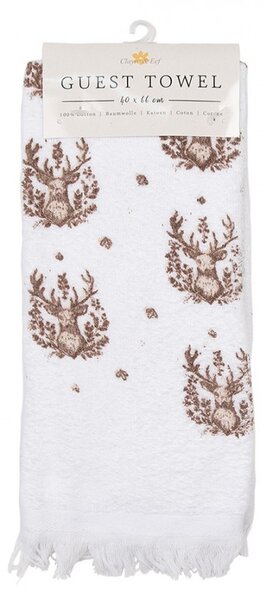 Biely kuchynský froté uterák s jeleňom Gentle Wilderness - 40*66 cm - Clayre & Eef