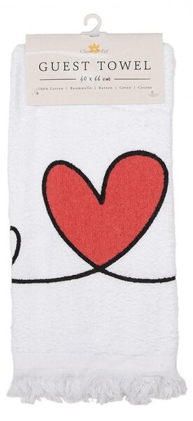 Biely froté kuchynský uterák so srdiečkami Hearts Love - 40*66 cm - Clayre & Eef