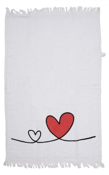 Biely froté kuchynský uterák so srdiečkami Hearts Love - 40*66 cm - Clayre & Eef