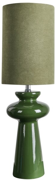 Stolná nočná lampa zelená keramický podstavec tienidlo z umelého semišu 62 cm moderný štýl obývacia izba spálňa