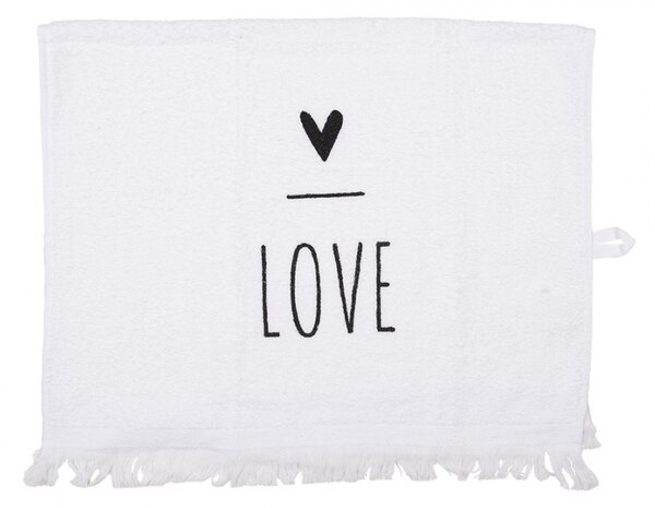 Biely kuchynský froté uterák so srdiečkom Love - 40*66 cm - Clayre & Eef