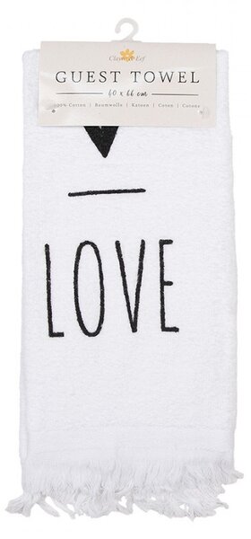 Biely kuchynský froté uterák so srdiečkom Love - 40*66 cm - Clayre & Eef