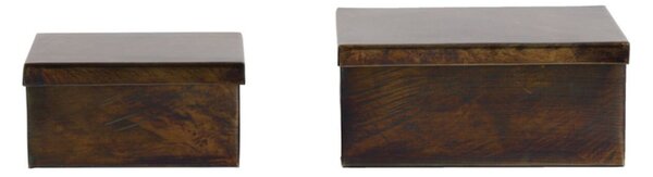 2ks bronzový antik kovový úložný box Loberio - 16*16*7/ 12*12*6 cm - Light & Living