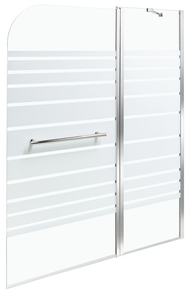 Sprchová zástena na vaňu s dvierkami strieborná priehľadná matné tvrdené sklo hliník nehrdzavejúca oceľ 140 x 100 cm minimalistický dizajn