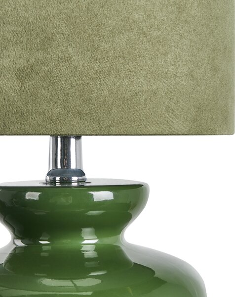 Stolná nočná lampa zelená keramický podstavec tienidlo z umelého semišu 62 cm moderný štýl obývacia izba spálňa