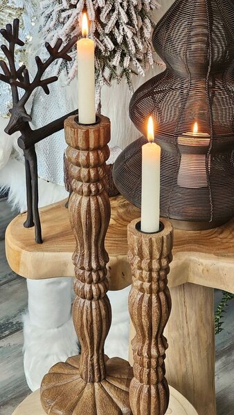 Drevený svietnik na úzku sviečku Jeraldo - Ø 16*45 cm - Light & Living