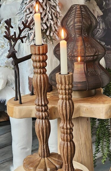 Drevený svietnik na úzku sviečku Jeraldo - Ø 16*45 cm - Light & Living