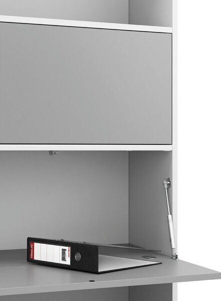 Vysoký kancelársky policový regál LAYERS, 2 boxy, 800 x 400 x 1905, biela