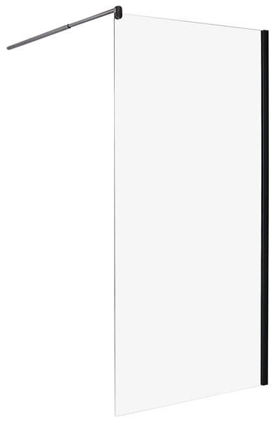 Sprchová zástena čierna z tvrdeného skla 100 x 190 cm sklenený panel na sprchovací kút bez dverí kúpeľňa