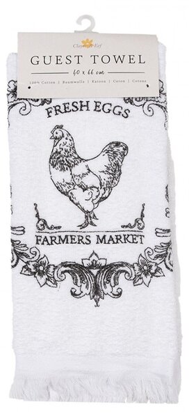 Guest Towel 40x66 Cm White Cotton Rooster - Easter - Clayre & Eef