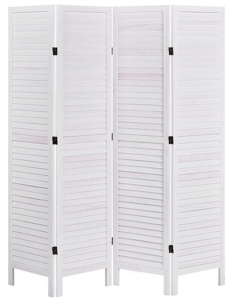 Skladací paraván krémová biela topoľové drevo 4 panely moderný retro štýl deliaca stena doplnky