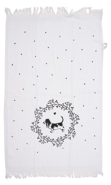 Biely froté kuchynský uterák so psíkmi Lovely Grey Dogs - 40*66cm - Clayre & Eef