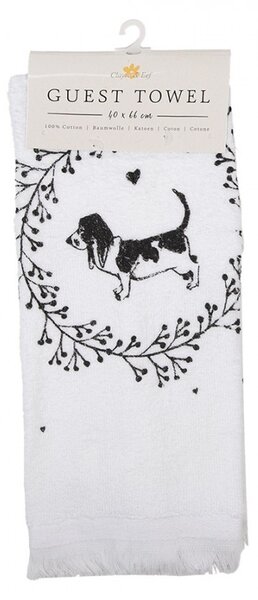 Biely froté kuchynský uterák so psíkmi Lovely Grey Dogs - 40*66cm - Clayre & Eef