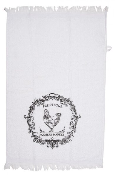 Guest Towel 40x66 Cm White Cotton Rooster - Easter - Clayre & Eef