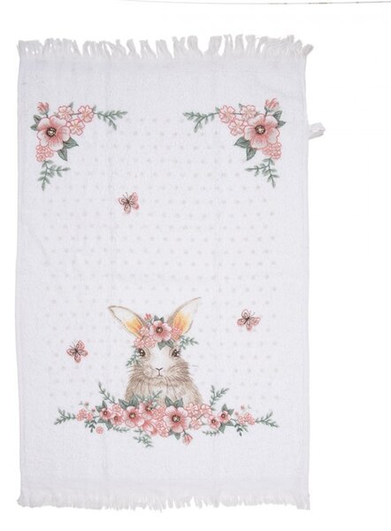 Guest Towel 40x66 Cm White Pink Cotton Rabbit - Collections - Clayre & Eef