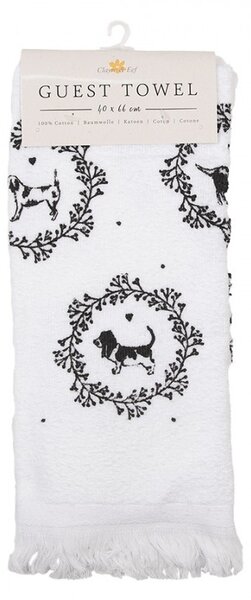 Biely froté kuchynský uterák so psíkmi Lovely Grey Dogs - 40*66cm - Clayre & Eef