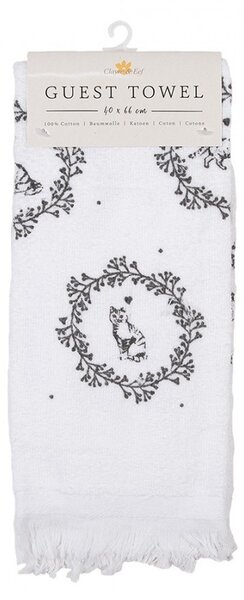 Biely froté kuchynský uterák s mačičkami Lovely Grey Cats - 40*66cm - Clayre & Eef