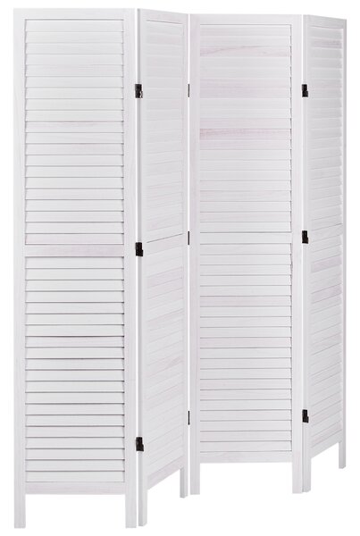 Skladací paraván krémová biela topoľové drevo 4 panely moderný retro štýl deliaca stena doplnky