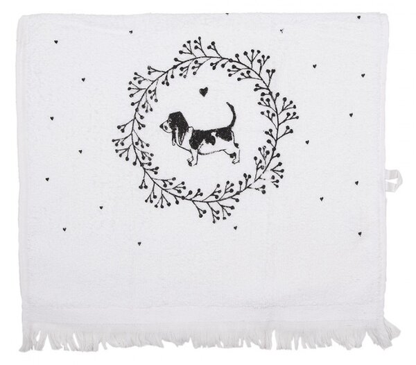 Biely froté kuchynský uterák so psíkmi Lovely Grey Dogs - 40*66cm - Clayre & Eef