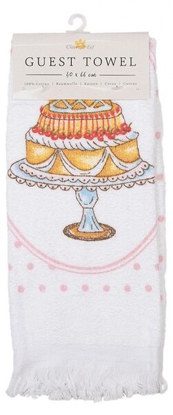 Biely kuchynský froté uterák s tortkou - 40*66 cm - Clayre & Eef