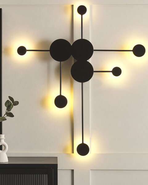 LED nástenná lampa čierna práškové lakovanie kov 6-bodové osvetlenie bytové doplnky dekorácie moderný súčasný dizajn
