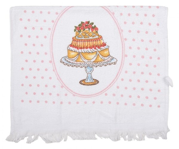 Biely kuchynský froté uterák s tortkou - 40*66 cm - Clayre & Eef