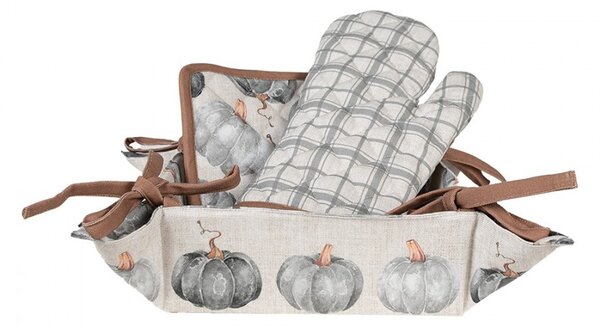 Bavlnený košík na pečivo s tekvicami Country Style Pumpkin - 35*35*8 cm - Clayre & Eef
