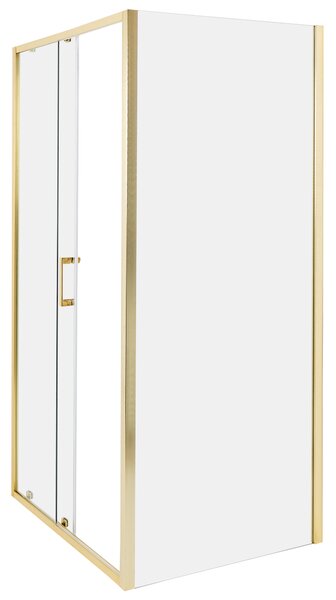 Sprchovací kút zlatý tvrdené sklo hliník 80 x 100 x 185 cm štvorcový tvar posuvné dvere moderný dizajn kúpeľňa