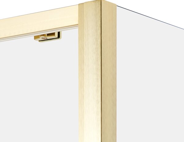 Sprchovací kút zlatý tvrdené sklo hliník 80 x 100 x 185 cm štvorcový tvar posuvné dvere moderný dizajn kúpeľňa
