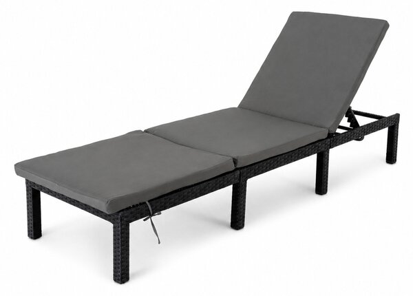 Furnigo Záhradné lehátko Marbella čierne - antracit poduška