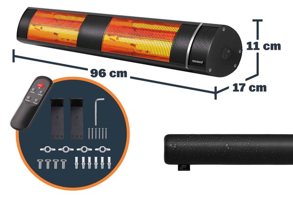 Sálavý ohrievač 3000 W - čierny