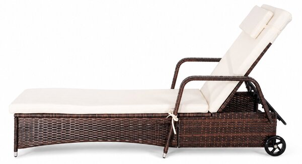Furnigo Záhradné lehátko Verano hnedé - béžová poduška