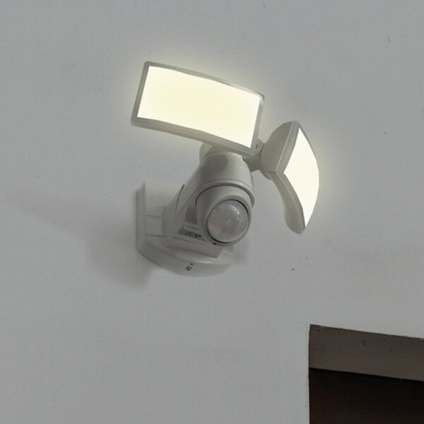 Vonkajší nástenný reflektor ARC s LED senzorom, biely, 28 cm, 2-pl., IP54, Biela / opálová, Plast, Moderný, Nástenné bodové svietidlo