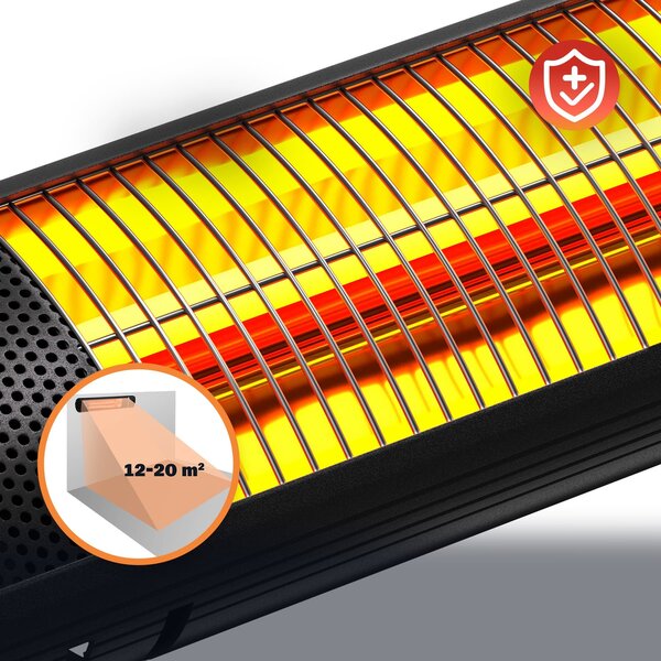 Sálavý ohrievač 3000 W - čierny