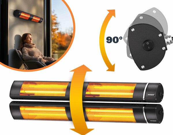 Sálavý ohrievač 3000 W - čierny