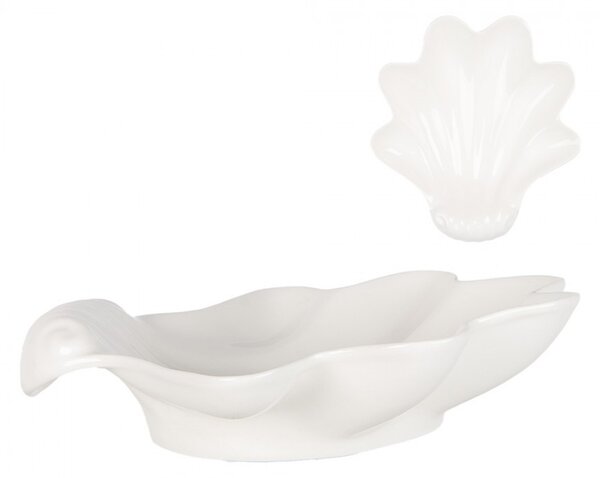 Biela keramická miska v tvare mušle Shell Bowl - 23*22*6 cm - Clayre & Eef