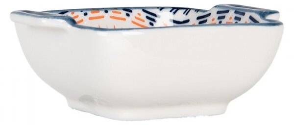 Hranatá miska s modrým vzorom Mibbo - 11 * 8 * 4 cm / 75 ml - Clayre & Eef