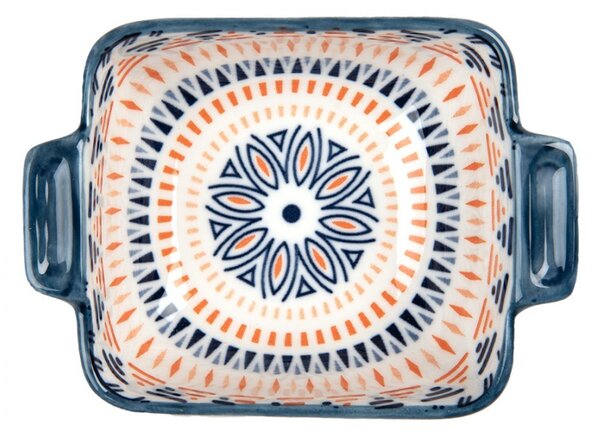 Hranatá miska s modrým vzorom Mibbo - 11 * 8 * 4 cm / 75 ml - Clayre & Eef